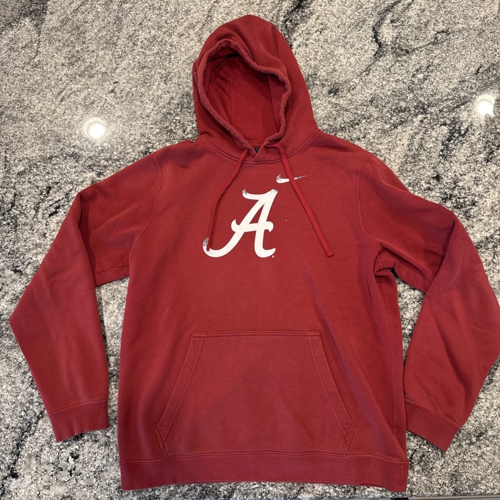 Nike Alabama Crimson Tide Hoodie Mens Large Red Pullover Sweatshirt NCAA Fleece